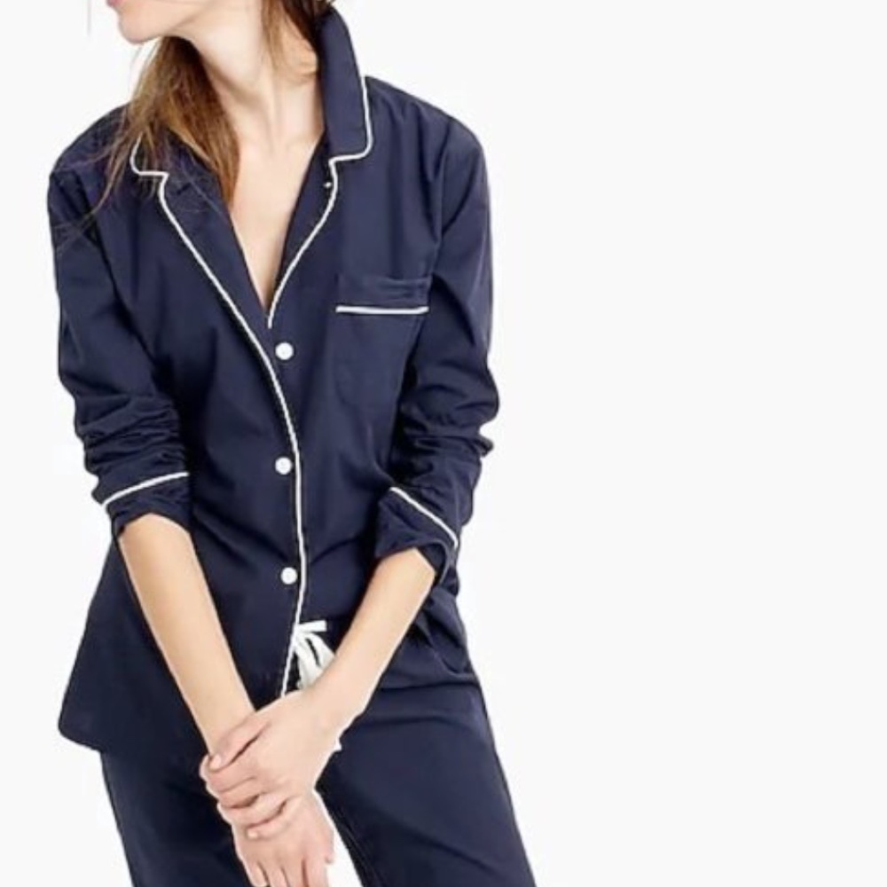 J. Crew Vintage Navy Cotton Pajama Top Size XS